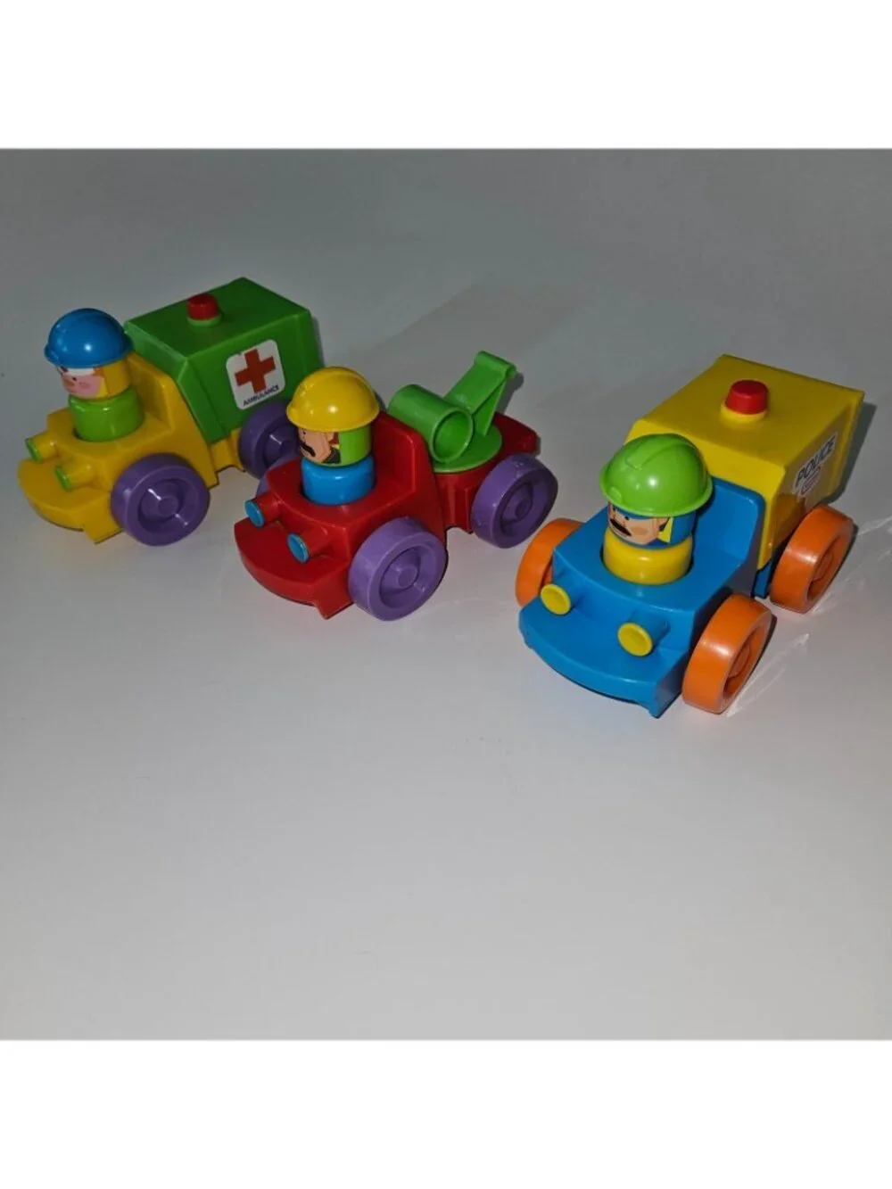 3 VTG Fun Time Toys Emergency Vehicle Figures Lot Ambulance Police Car Firetruck